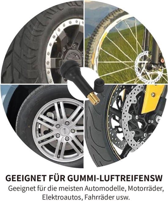 Gummidäck och ventil TR413 - Bilventiler - Snap-in ventiler - Svart - 6 stycken