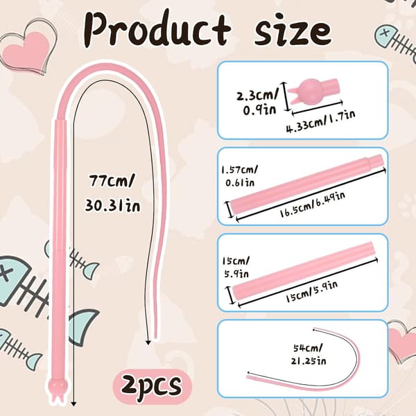 2-pack interaktiv teaser-stav för katter - Realistisk musvans silikonleksak för uttråkade innekatter, mjuk flexibel studs