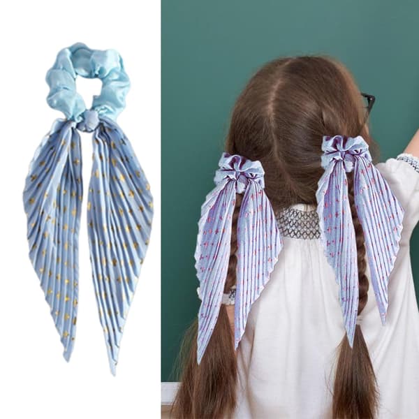 Silkeslen satin hårband för kvinnor, sött, mjukt och glittrigt håraccessoar, bohemisk knutrosett elastisk hårtofs, 4 delar