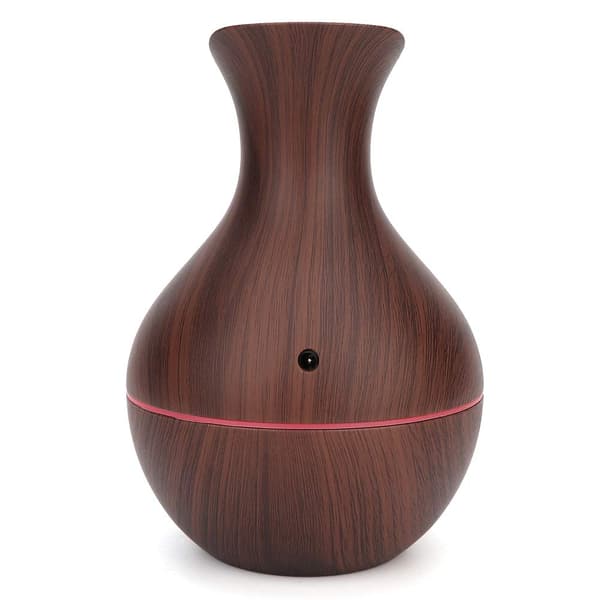 Diffuser, 200 ml USB LED Ultraljudsdiffuser — Bärbar kallmistsfuktare för hem och kontor (mörk träådring)