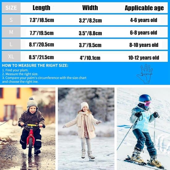 Barnhandskar - Vattentäta - Varma Vinter Softshell Cykelhandskar - Halkfria och Vindtäta - Varma Handskar - Barn Fleece Cykelhandskar M