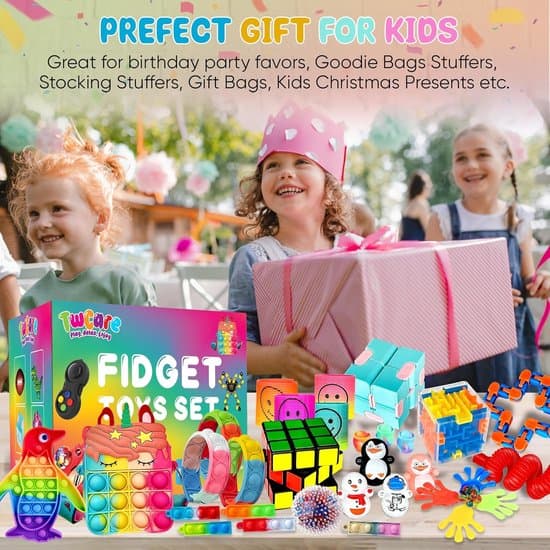 120-delars Fidget Toy-set, sensorisk fidget-leksakslåda med Pop It, speedcube och blandade stressleksaker för barn och vuxna
