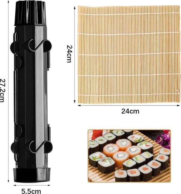 Sushi Maker Kit – Sushi Roller & Bazooka, Svart – Enkel Sushi Form för Hemmagjorda Rullar, Presentidé