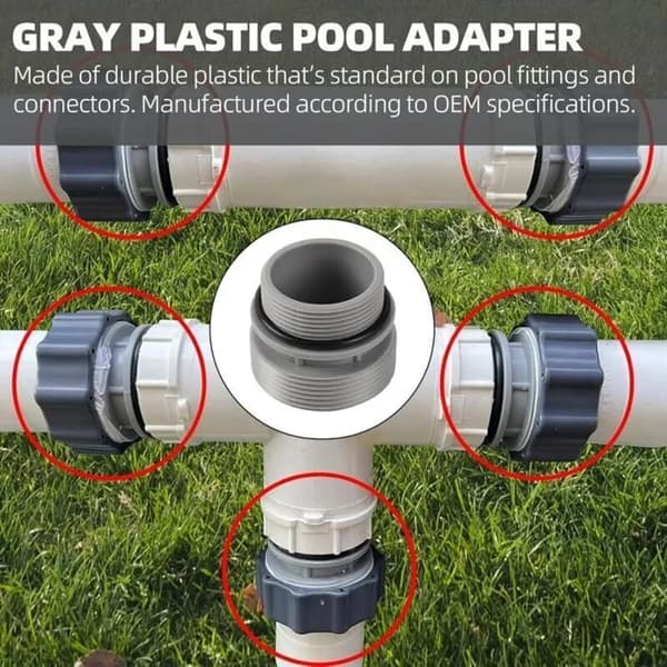 4560 2-delad poolslangsadapter, poolpumpanslutningssats för 40 mm till 1 1/2\" slanganslutning