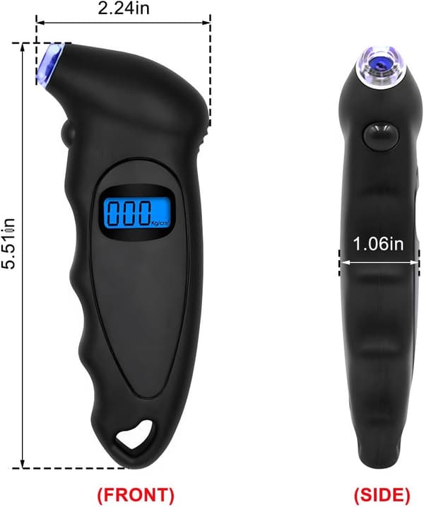 Digital däcktrycksmätare, 150PSI 4 inställningar Noggrann däckmätare med halkfritt grepp, bakgrundsbelyst LCD-däcktrycksmätare för bil