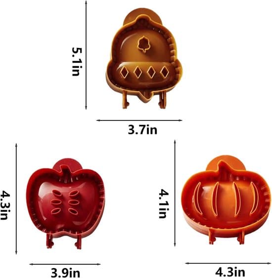 3-pack handpajformar för bakning - degpress minipajformar - enpress höst tacksägelse halloween äpple pumpa handpajmakare