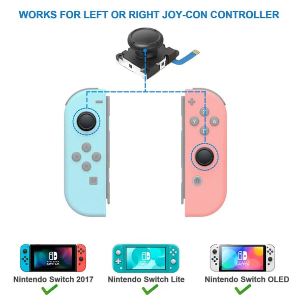 2-pack ersättningsjoystick analog tumsticka reparationssats för Nintendo Switch / Switch OLED-modell / Switch Lite Joy-Con-kontroll – verktyg för att fixa drift