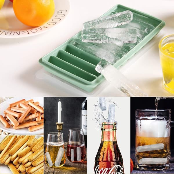 Gröna isbitsformar i silikon med lock (2-pack) - Lång stavform för sportflaskor, enkel att tömma och läckagesäker 2-Pack