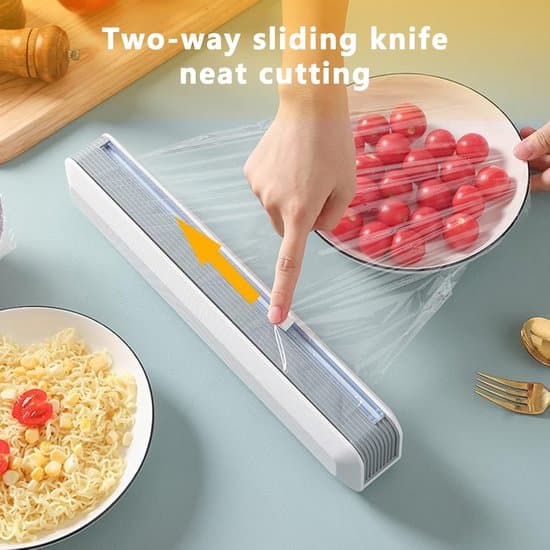 Magnetisk foliedispenser med skjutskärare, justerbart väggfäste med stark sugkopp, gråvit.