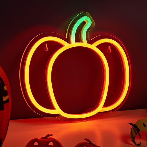 LED Neon Pumpaskylt, USB-driven 3D Nattlampa, Halloween Väggdekor för Sovrum, Vardagsrum & Spelrum, Pumpagåva för Barn & Flickor