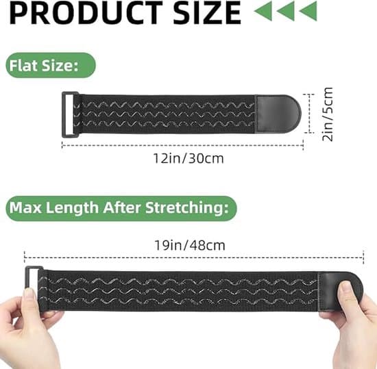 4-pack elastiska remmar – Halkfria remmar – Elastiska stövelremmar 5×30 cm – justerbar ankelrem med halkfritt gummispänne för cykling, vandring, skidåkning