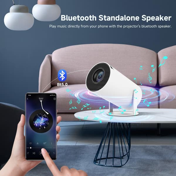 SUMTAB 2025 Mini WiFi Bluetooth-projektor - 1080P/4K bärbar filmprojektor med inbyggd Netflix för iOS/Android/Windows