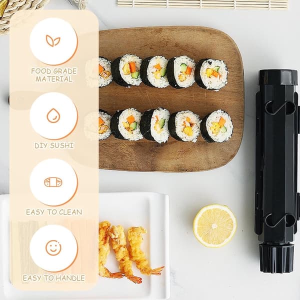Sushi Maker Kit – Sushi Roller & Bazooka, Svart – Enkel Sushi Form för Hemmagjorda Rullar, Presentidé