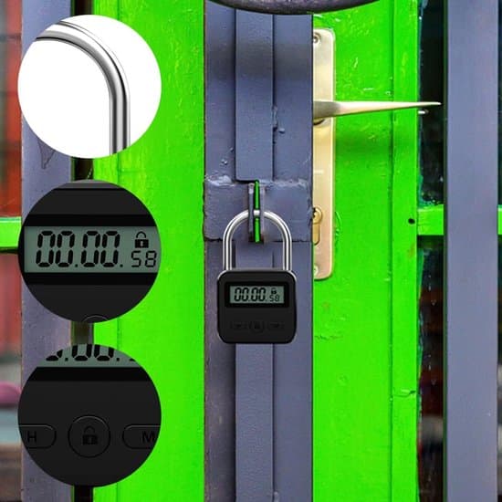 Tidslås – Digitalt tidslås – Smart tidslås med LCD-display – USB-säkerhetshänglås – Kraftigt elektroniskt timerlås i metall – Max. 99 timmar