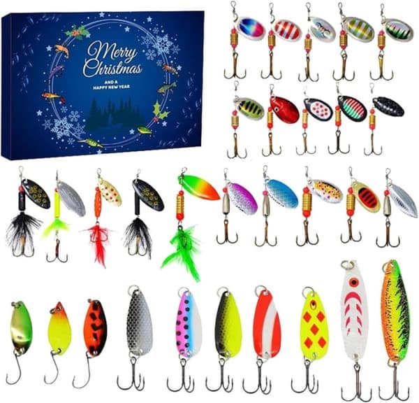 Fiskekalender 2026, 24-dagars fiskeredskapskalender, fiskedragset