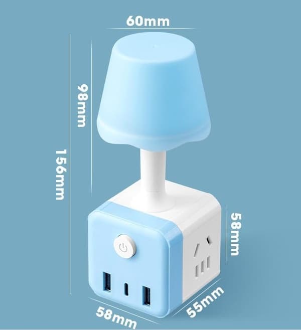Fjärrkontroll LED Nattlampa med USB-adapter - Vägglampa för sovrum, barnrum, badrum & kök, Smart & Blå