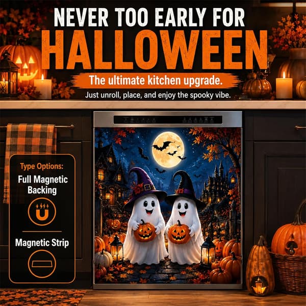 2027 Ny diskmaskinsmagnetöverdrag Halloween 3D-illusion, helt magnetisk: #B Halloween diskmaskinsmagnetöverdrag, helt magnetisk baksida, 3D-illusionsskelett