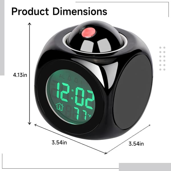 USB-driven projektionsklocka, röd tidsvisning, LED-display för tid och temperatur, röstmeddelande (två stycken)