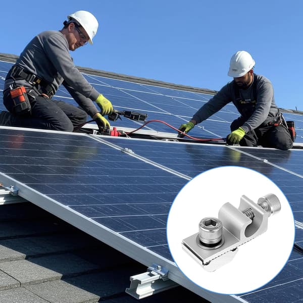 16-pack jordningsklämmor för solpaneler – Åskskyddande jordningsklämmor i aluminiumlegering för PV-monteringssystem (Silver)