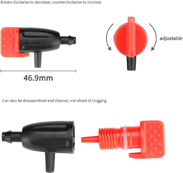 30 st 1/4\" droppbevattningsmunstycken för trädgårdsväxter, justerbart flöde för 4 mm/7 mm slang, perfekt för hemmaodling av grönsaker