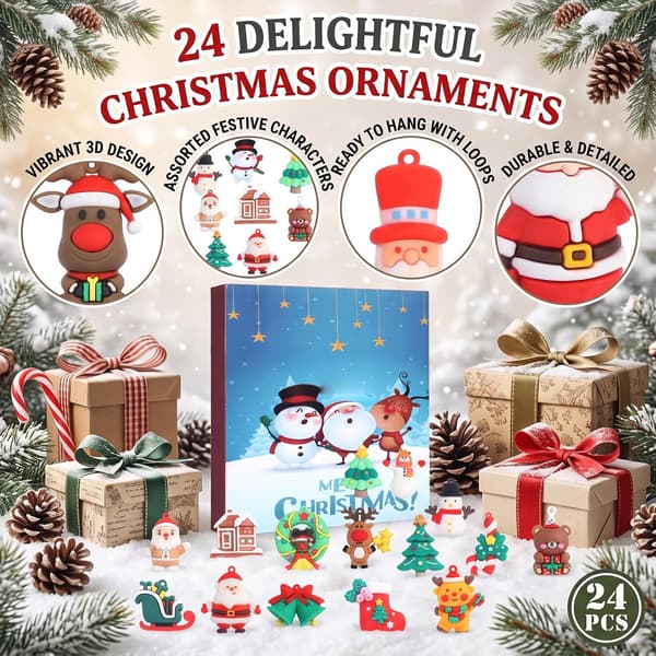Julkalender 2026 - 24 dagars nedräkning med 24 mjuka minifigurer