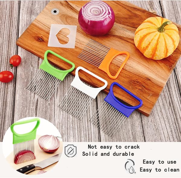 4-pack lök-hackare med lock, grönsaksskärare i rostfritt stål för tomat, potatis, citron, avokado, multifunktionell mathackare för köksassistent