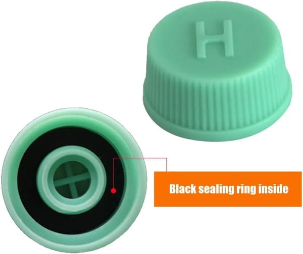 Set med 5 bil-AC-ventilhattar (R134a) – Hög- och lågtryck, lufttäta – Reservdelar (10 st)