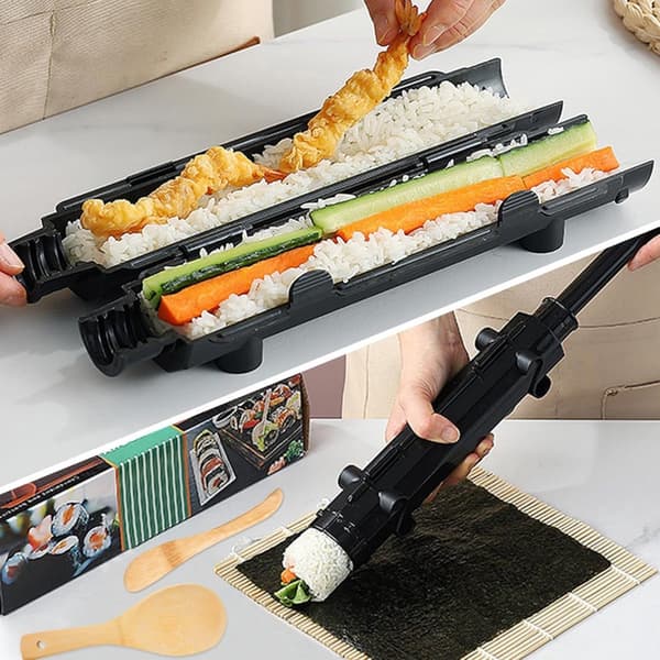 Sushi Maker Kit – Sushi Roller & Bazooka, Svart – Enkel Sushi Form för Hemmagjorda Rullar, Presentidé