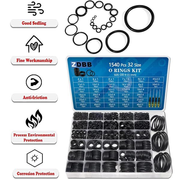 32 storlekar 1540 st O-ringssortiment kit metrisk nitrilgummi O-ring set