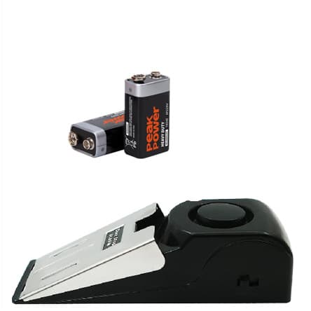 Dörrstoppslarm 2-pack Svart dörrstoppslarm för hemsäkerhet (batteri ingår ej)