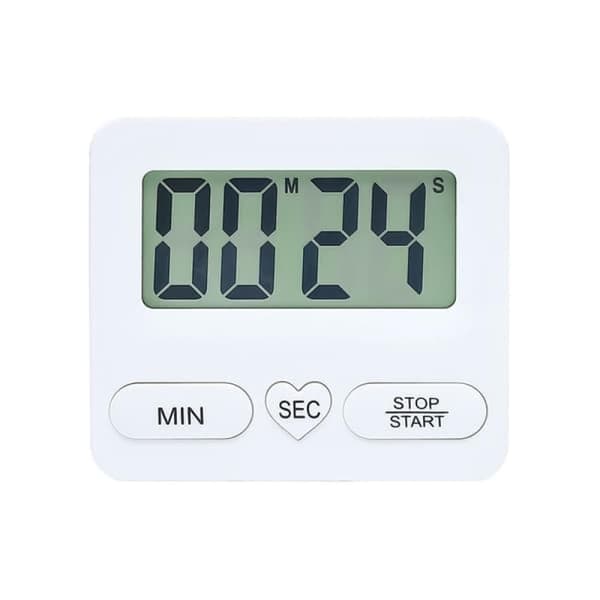 Digital kökstimer med stor display – multifunktionell med stoppur och alarm, vit