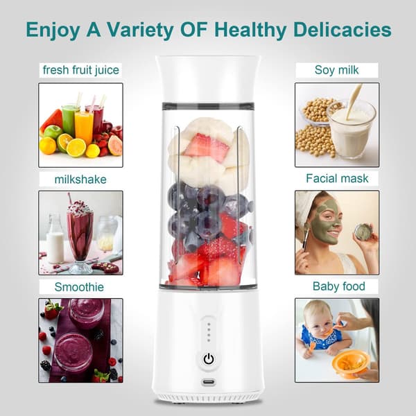Blender – Miniblender – Shake Maker – USB-uppladdningsbar Miniblender – Bärbar Blender för Shakes, Smoothies och Juicer – Grå