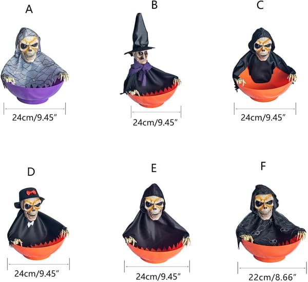 Halloween Godisskål, Rörelseaktiverad Spökfruktskål med Lysande Ögon & Skrämmande Ljud