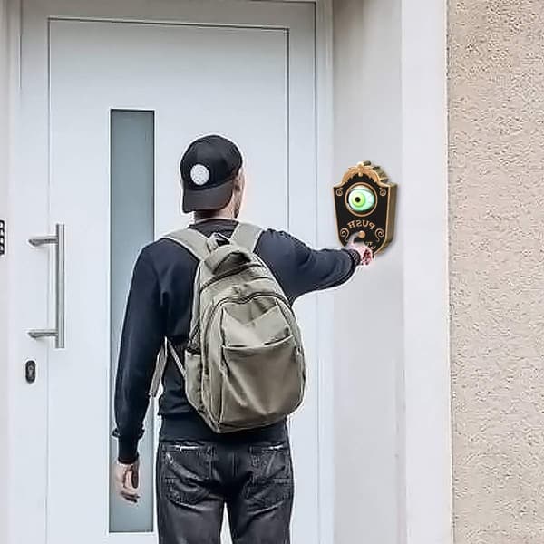 Halloweendekoration: Enögd hängande dörrklocka med ljud, svart