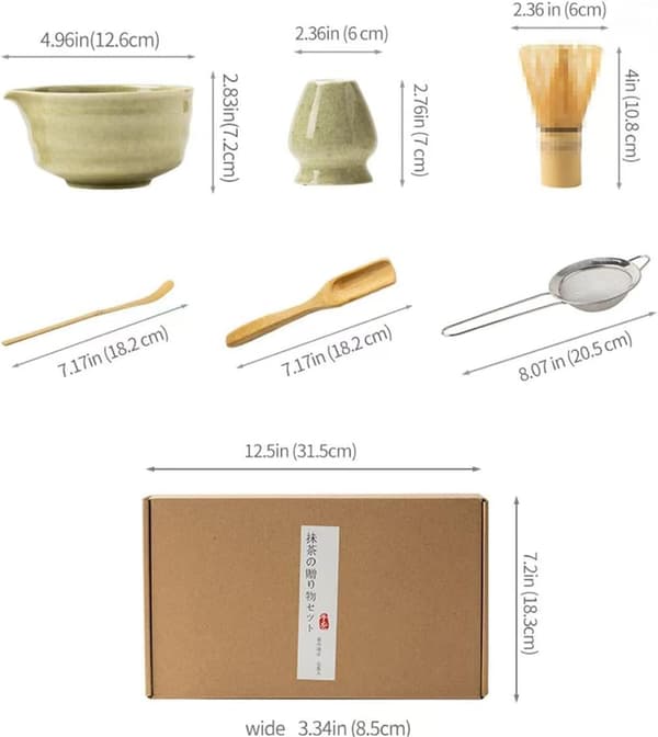Matcha-te-set, traditionellt startkit med visp och skål, presentkit för teälskare, jul och Sinterklaas, matchapulver ingår ej