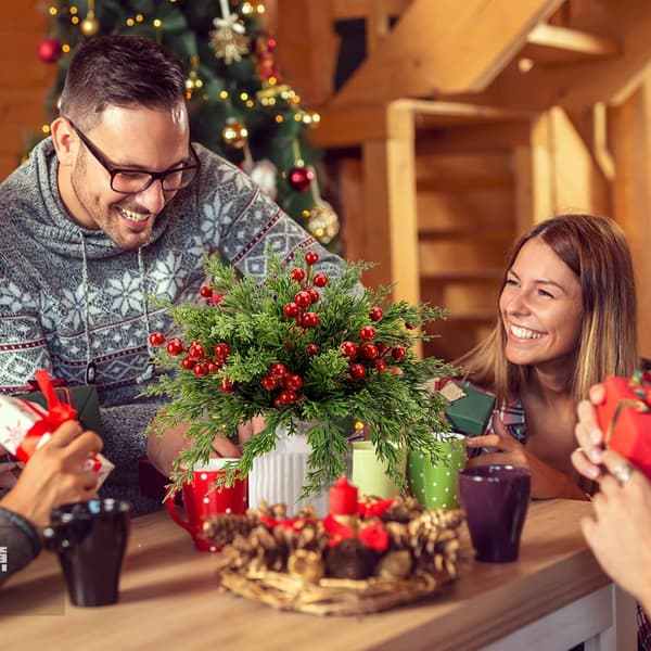 45 st julkonstgjorda tallgrenar röda bärstjälkar konstgjorda julkvistar