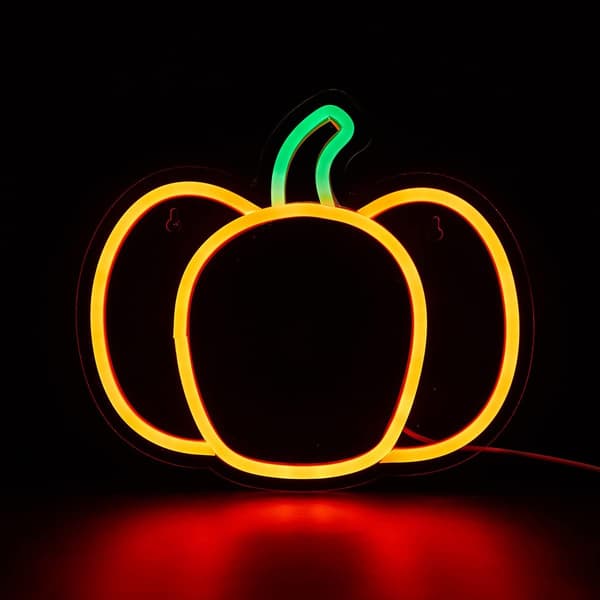 LED Neon Pumpaskylt, USB-driven 3D Nattlampa, Halloween Väggdekor för Sovrum, Vardagsrum & Spelrum, Pumpagåva för Barn & Flickor
