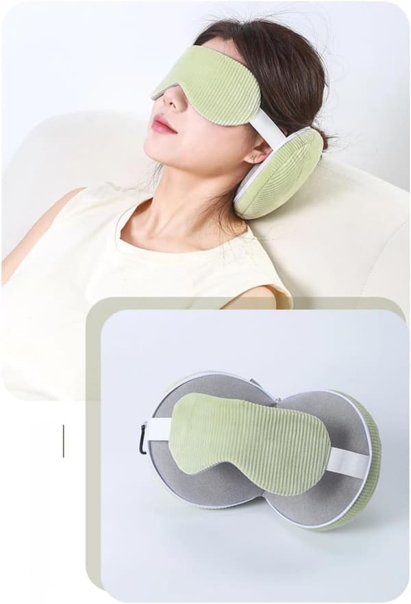 Denna resekudde i U-form och ögonmask är vikbar och bärbar, tillverkad av polyester PP-bomull.