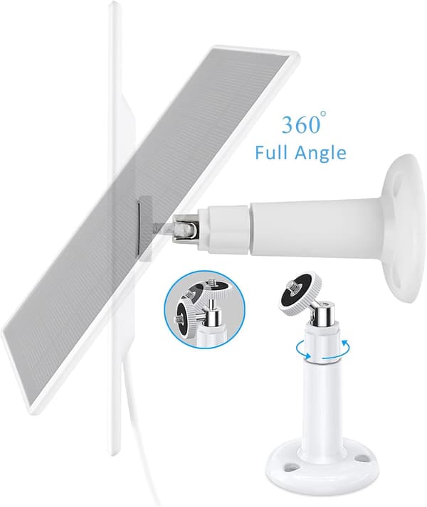 Solpanel för Ring-kameror, 1-pack solpanel kompatibel med Ring Stick Up Cam/Pro Battery, Ring Spotlight Cam Plus/Pro Battery, med USB-C-port