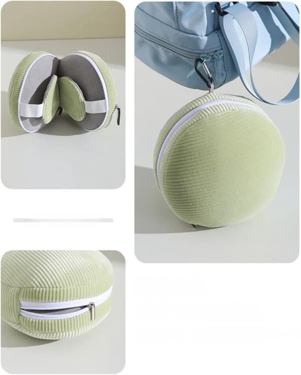 Denna resekudde i U-form och ögonmask är vikbar och bärbar, tillverkad av polyester PP-bomull.