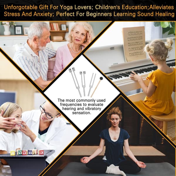 Stämgaffelset 128/256/512Hz, viktade och oviktade med reflexhammare – Chakra Healing, Yoga Ljudterapi Kit