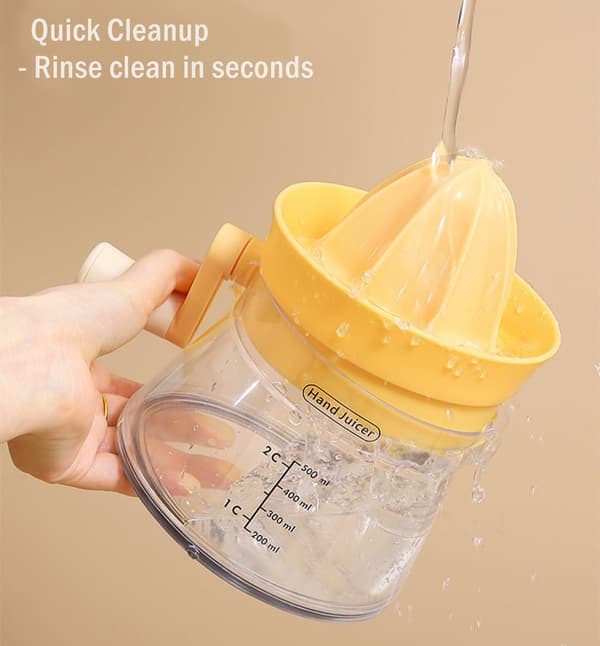 500 ml manuell citruspress med roterande vev, maximal extraktion för apelsiner, citroner, lime och grapefrukt, diskmaskinssäker