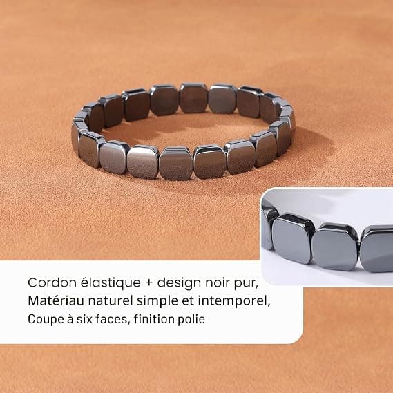 Herrarmband i hematit med presentask – inspirerat av romerska generaler och vikingakrigare, elegant design, 19,5 cm, elastiskt 2