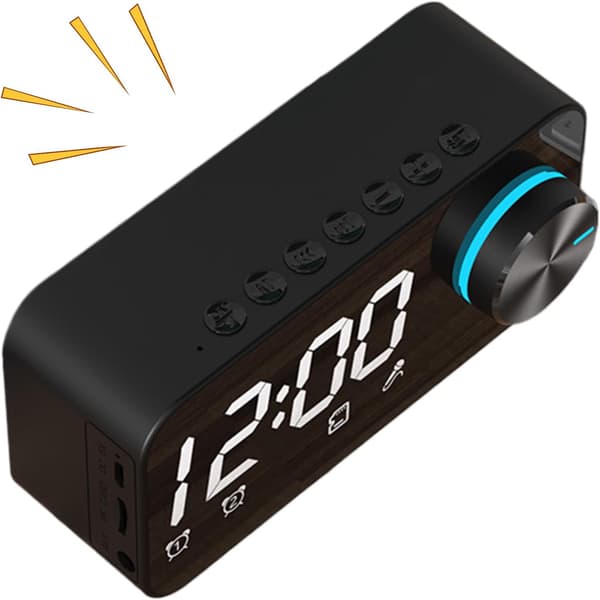 Multifunktionell Bluetooth-högtalare med LED-display - Trådlös ljudenhet med kortplats, digital väckarklocka, bärbar skrivbordsenhet för kontor och studier
