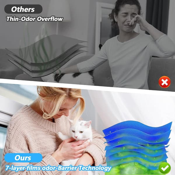 10-pack påfyllningspåsar för kattströ, 100 % förbättrad luktkontroll, generiska påfyllningar kompatibla med Standard, Plus och XL-hinkar