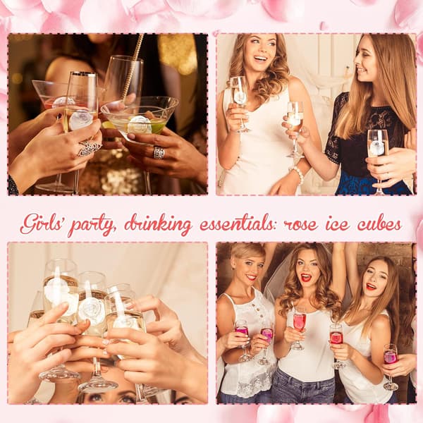 2-pack 3D Ros Isform Set - 3,5 cm Silikon Blomma Iskubsbricka för Whisky, Cocktails, Juice, Diskmaskinsäker (Rosa & Grön)