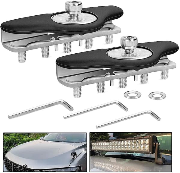Monteringsfästen för LED-ljusramp, motorhuvsfästen i rostfritt stål, 2-pack