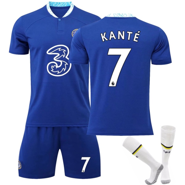 22-23 Chelsea Home Fotballskjorte for barn nr. 7 Kanté W 28
