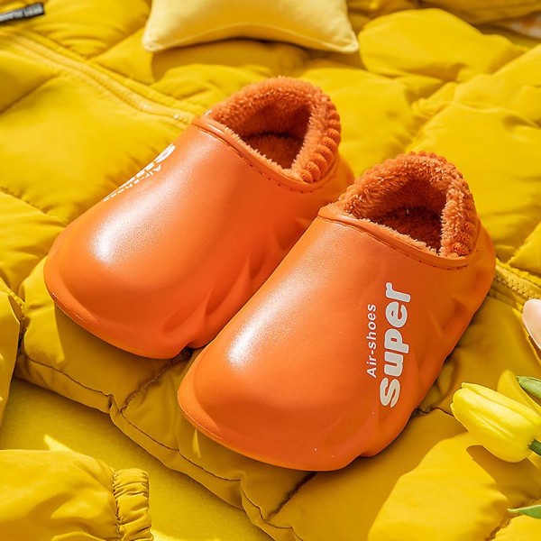 Snøtøfler Vinter Varme Slip On Plysjsko Vanntette Anti Slip Low Top Flat Shoes Orange 38-39(Suitable for37-38)