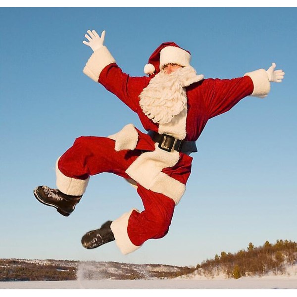 Jultomtekostymer Set Vuxen Santa Cosplay kostym med skägghatt